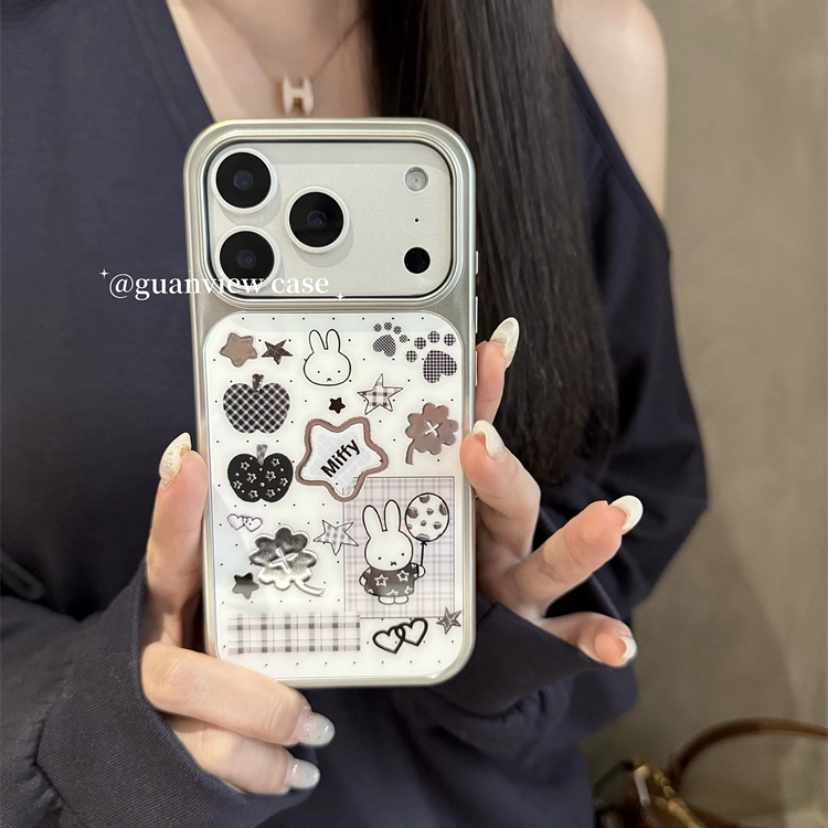 鎏金ins黑白格米菲兔手机壳