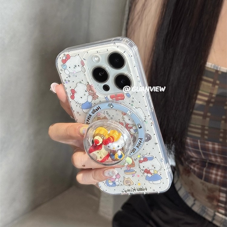 童趣波点凯蒂猫kt球磁吸手机壳