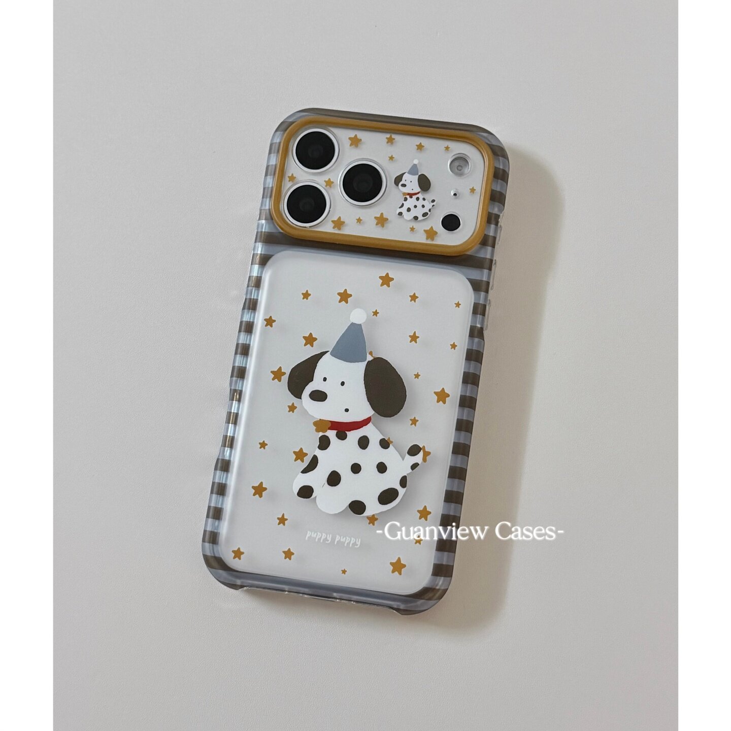 guanview 软萌ins条纹星星礼帽小狗适用17苹果18promax手机壳iphone17pro新款16可爱15pro全包17pm防摔保护套