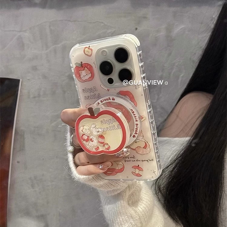 卡通红苹果猫咪摇摇乐磁吸支架
