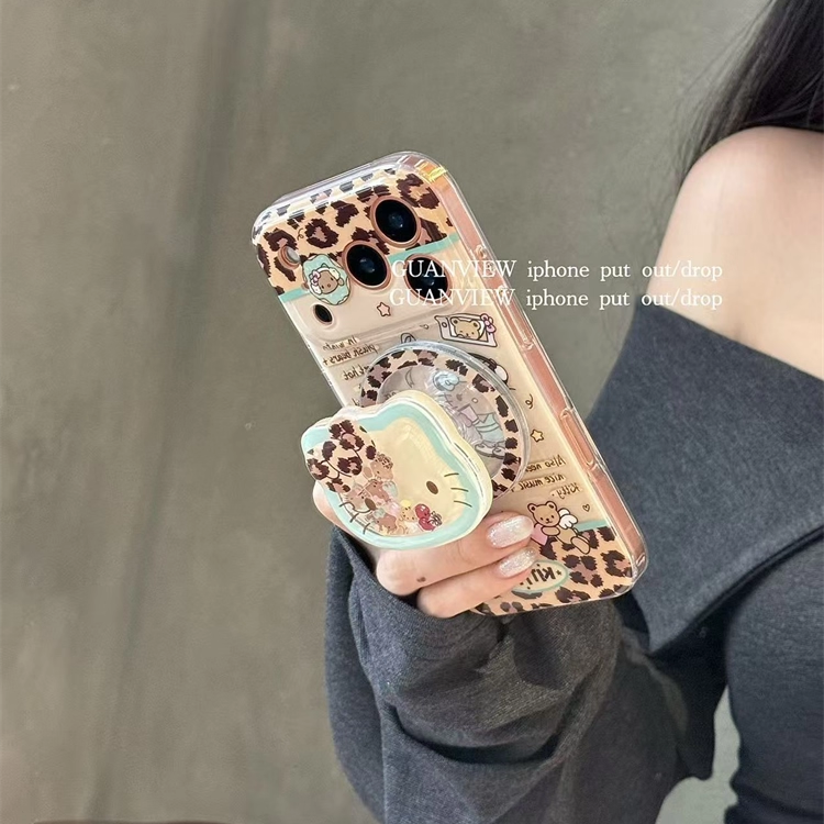 甜酷豹纹凯蒂猫摇摇乐磁吸支架