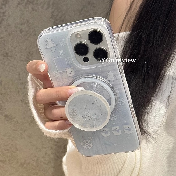 清新西高地雪花雪人磁吸手机壳