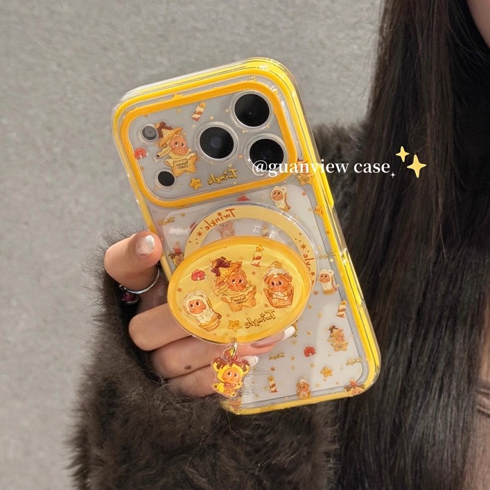 软萌小吊坠星星人磁吸支架手机壳