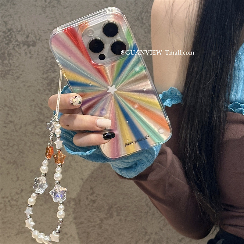 guanview ins高级感极光镭射彩虹星星链条适用iPhon
