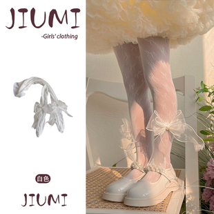 女童夏季可爱三纱结打底袜女宝宝薄款防蚊蝴蝶结蕾丝连裤袜舞蹈袜