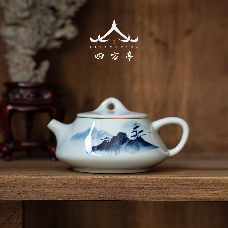 景德镇石瓢壶手工茶壶泡茶家用陶瓷功夫茶具套组大容量青花瓷单壶