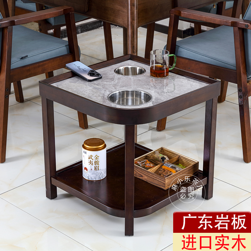 高端麻将桌茶几茶水架高档岩板实木棋牌室麻将机馆房间台球厅扇形