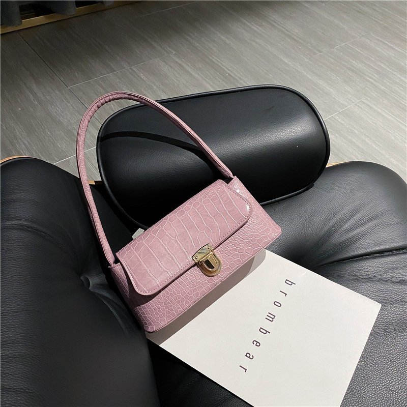 日式女包 网红时尚包包女新款潮韩版石头纹手提单肩包腋下包