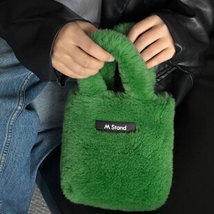 Mstand羊毛手提包周边包包时尚冬季mstand门店正品绵羊毛正品