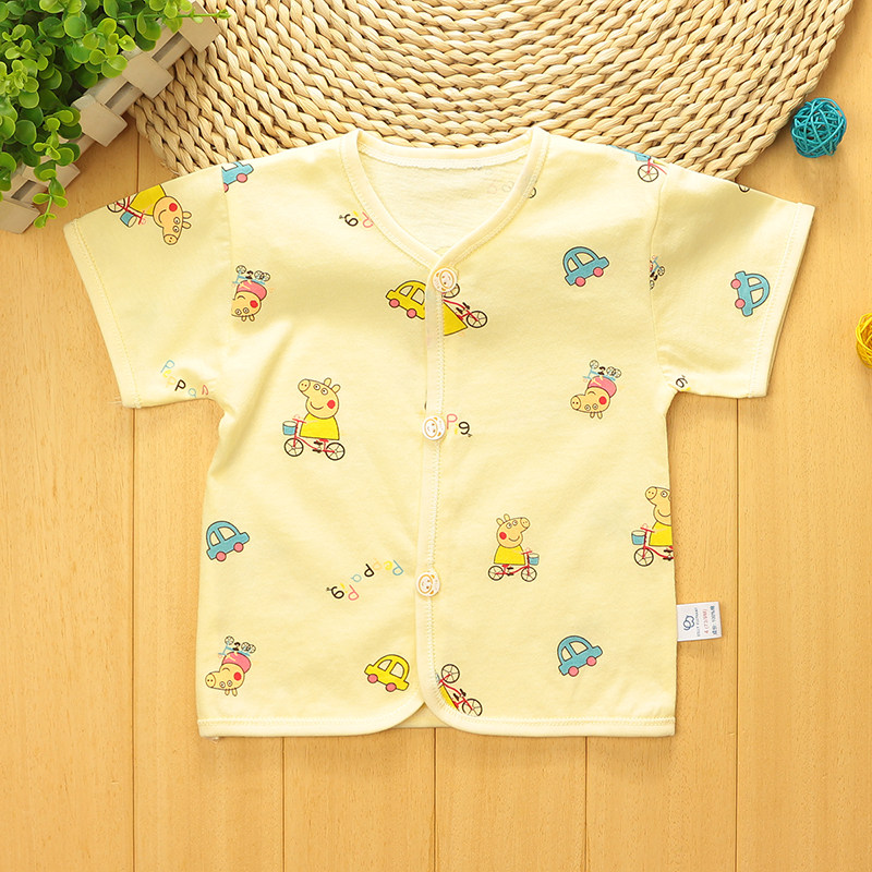 남성과 여성의  를위한  여름 얇은 옷 순수 코튼 반팔 카디건 여름상의 0-3-6-12 개월