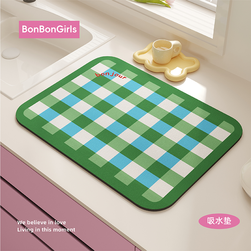 格子多巴胺沥水垫厨房台面吸水垫
