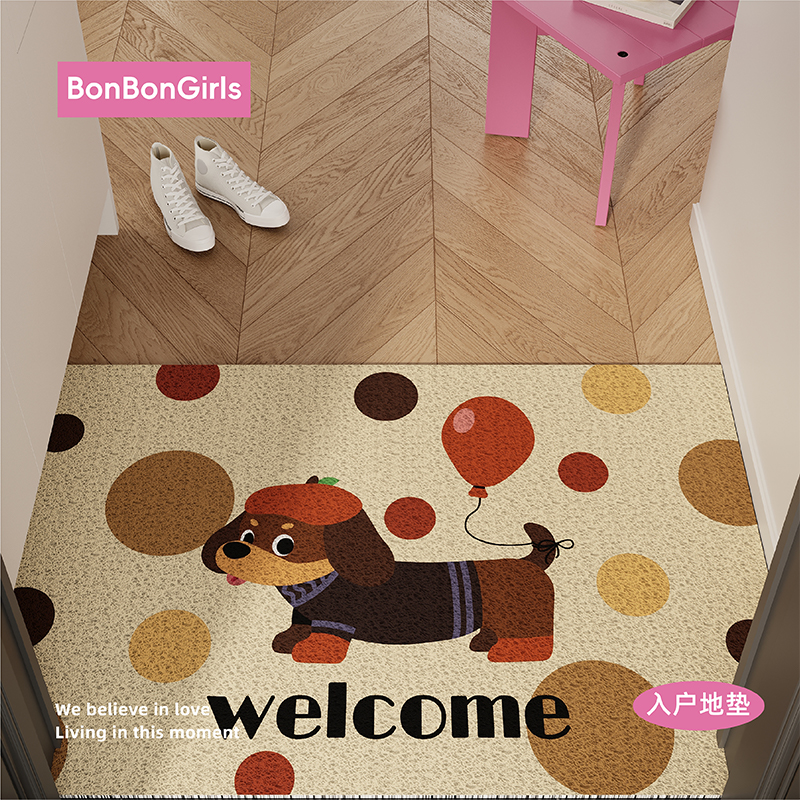 可爱复古风入户地垫耐脏免洗防滑