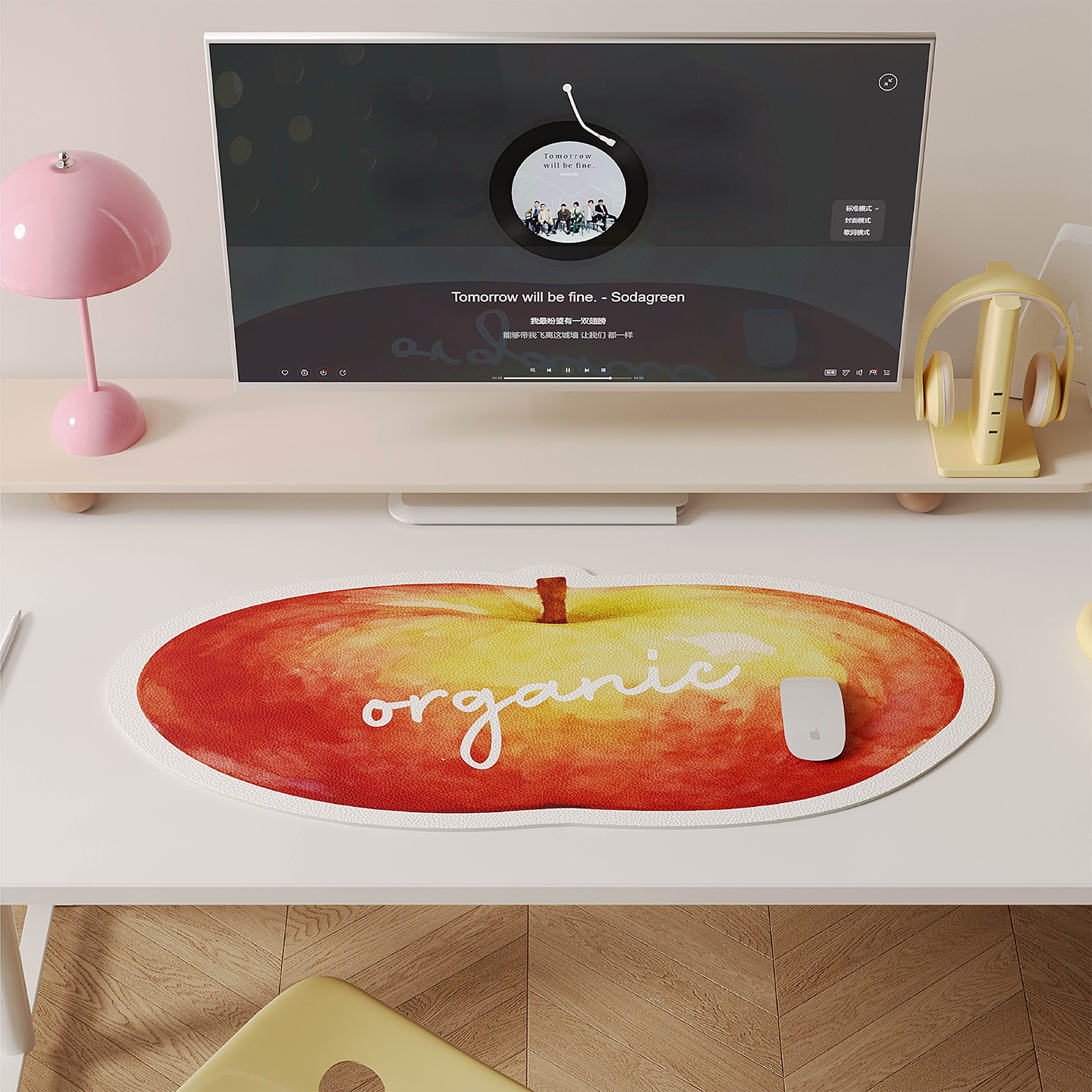 卡通立体苹果书桌垫防水防油桌垫