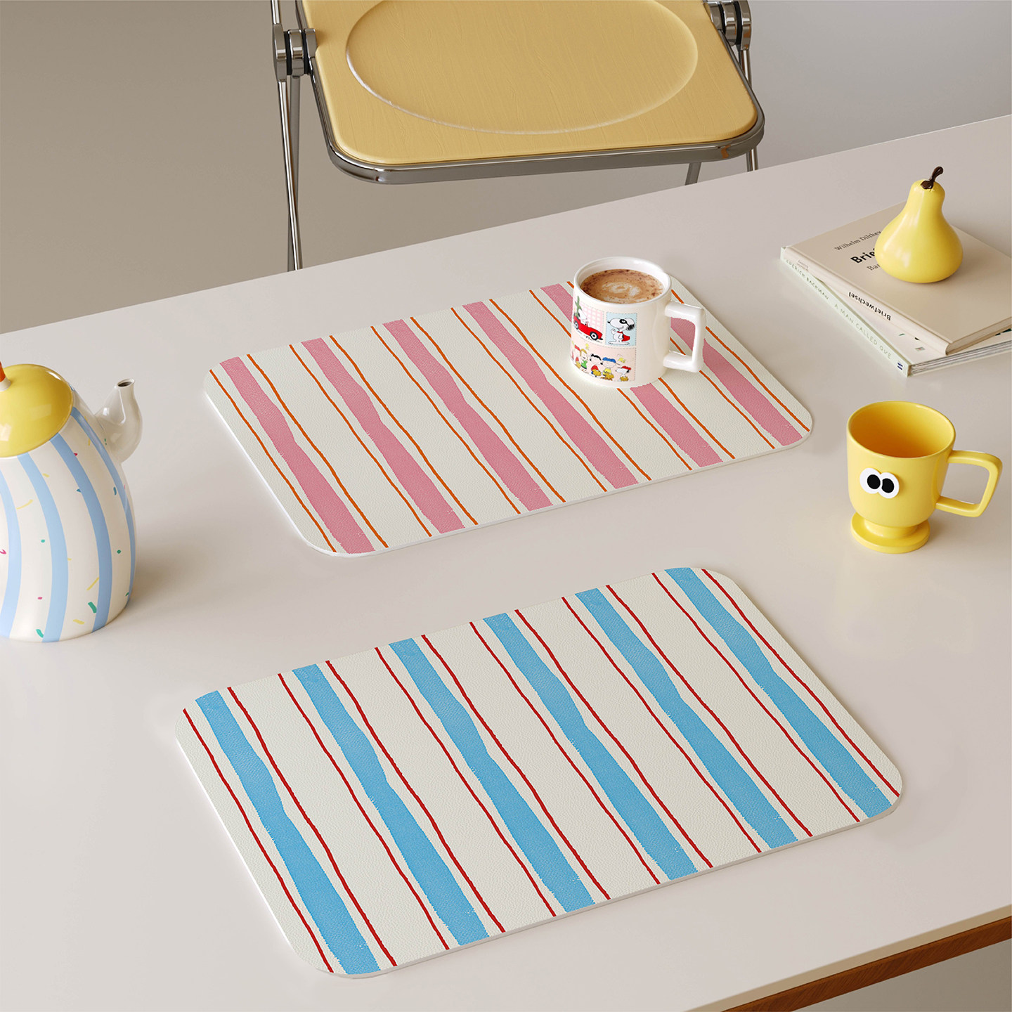 韩式彩色条纹餐垫PVC皮革防水防油免洗茶几桌面保护杯盘垫隔热垫,居家布艺,餐垫,淘宝优惠券,粉丝福利购,淘宝优惠卷