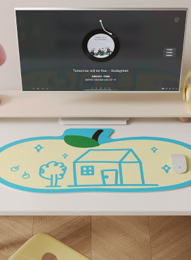 插画手绘风超大号鼠标垫家用女生高颜值办公室脑工位桌垫防水防油