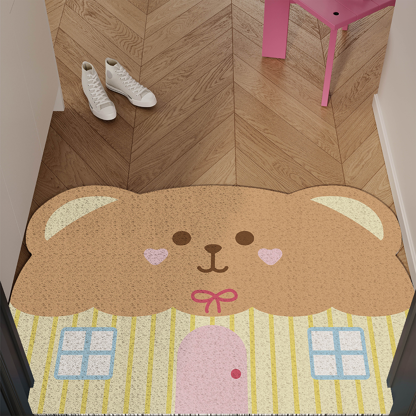 韩式可爱小熊入户门地垫丝圈防滑