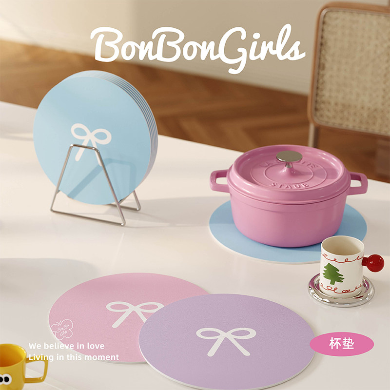 韩式蝴蝶结家用杯垫吸水皮革隔热餐垫桌面咖啡杯茶水碗碟桌面垫子,居家布艺,餐垫,淘宝优惠券,粉丝福利购,淘宝优惠卷