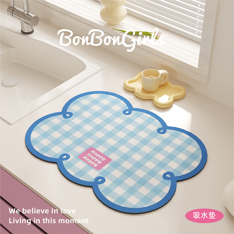 韩式格子厨房沥水垫台面吸水垫速干洗手池咖啡机垫子软硅藻泥餐垫,居家布艺,餐垫,淘宝优惠券,粉丝福利购,淘宝优惠卷