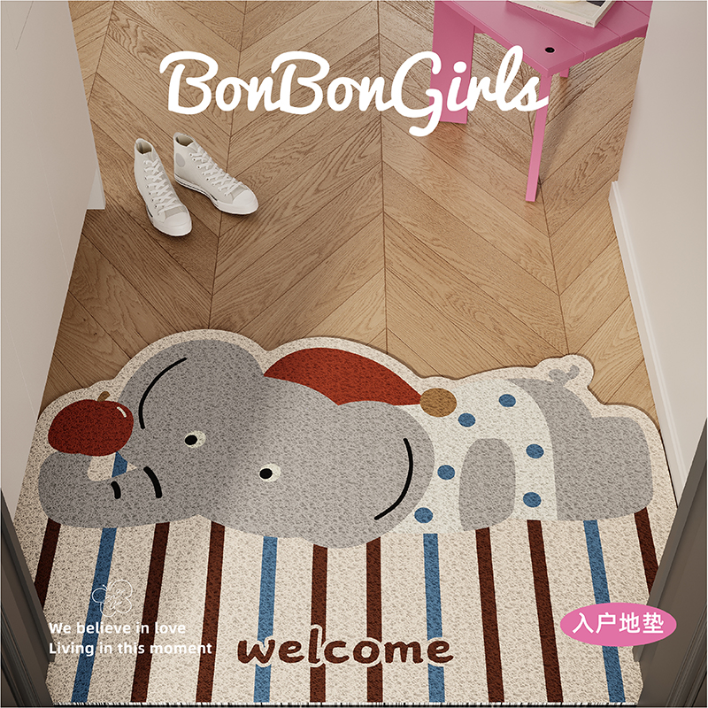 复古风卡通入户地垫耐脏免洗防滑