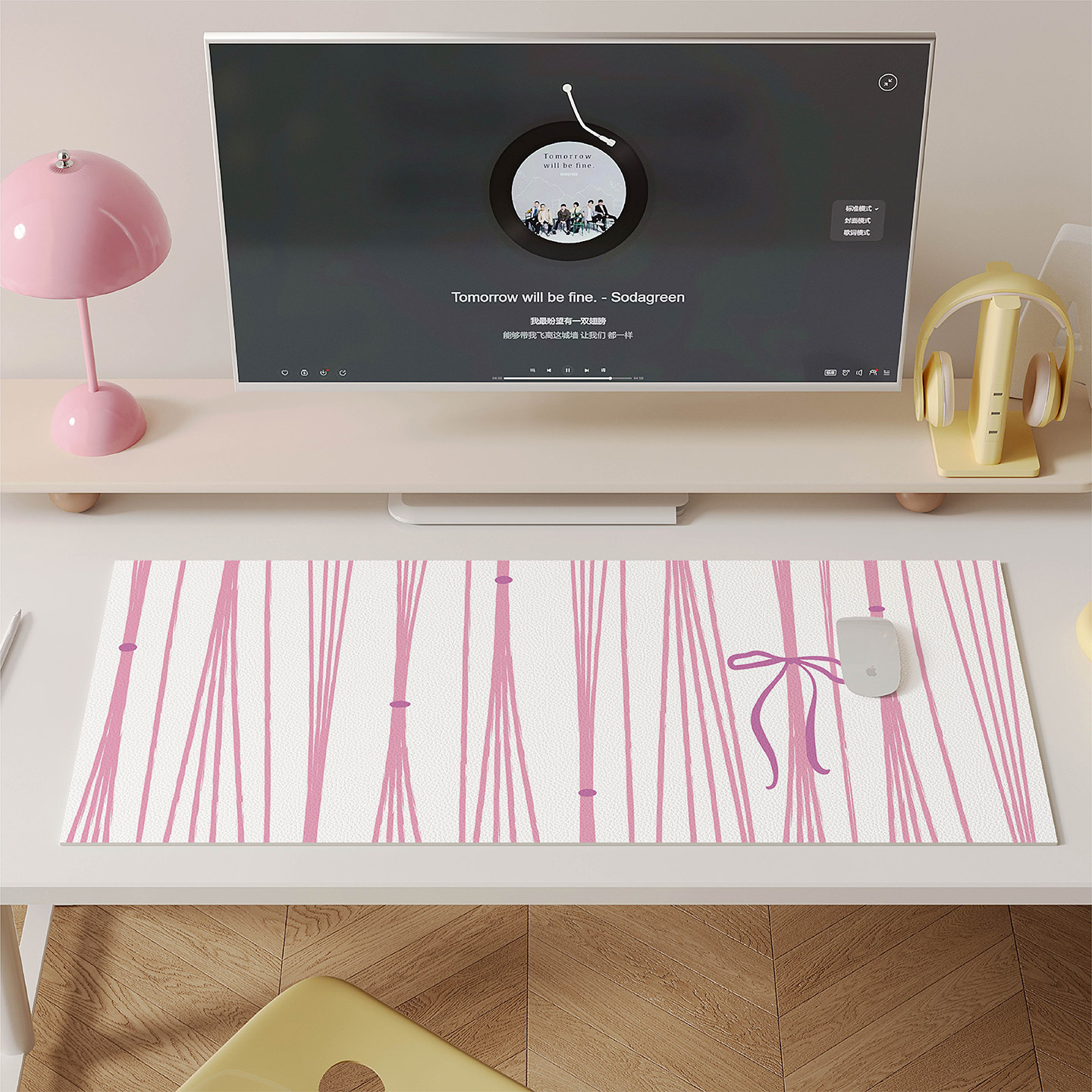 甜美ins风超大号防水防油鼠标垫