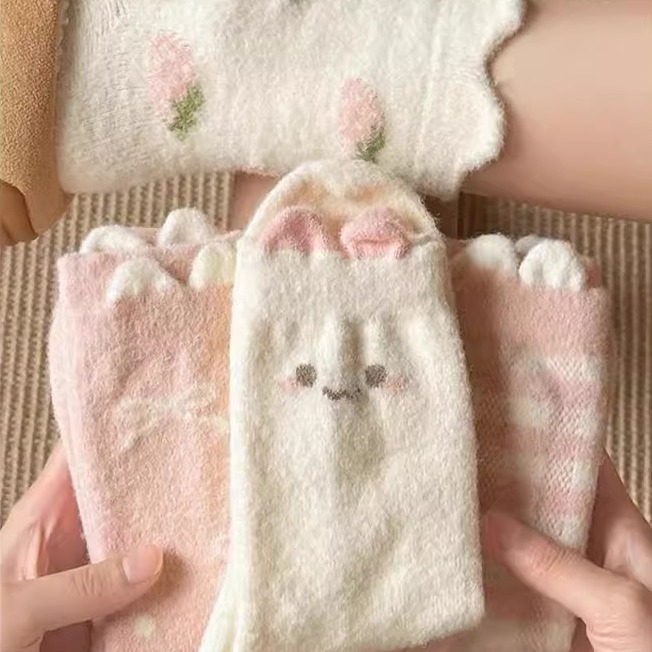 wow!奶fufu的猫耳袜子~毛绒卡通