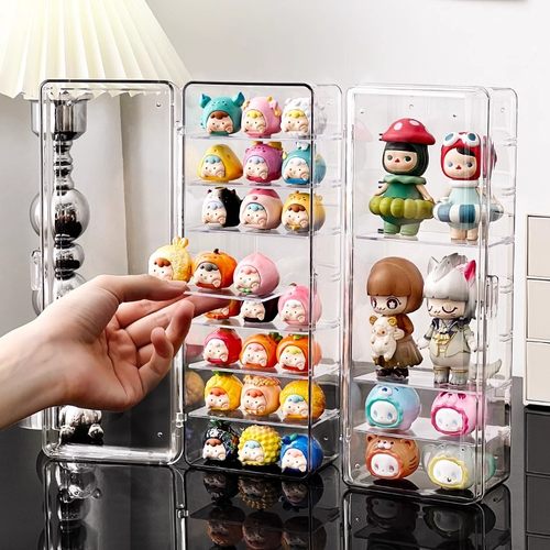 萌粒展示盒造景盲盒扭蛋展示架手办娃娃摆件亚克力右右酱收纳盒