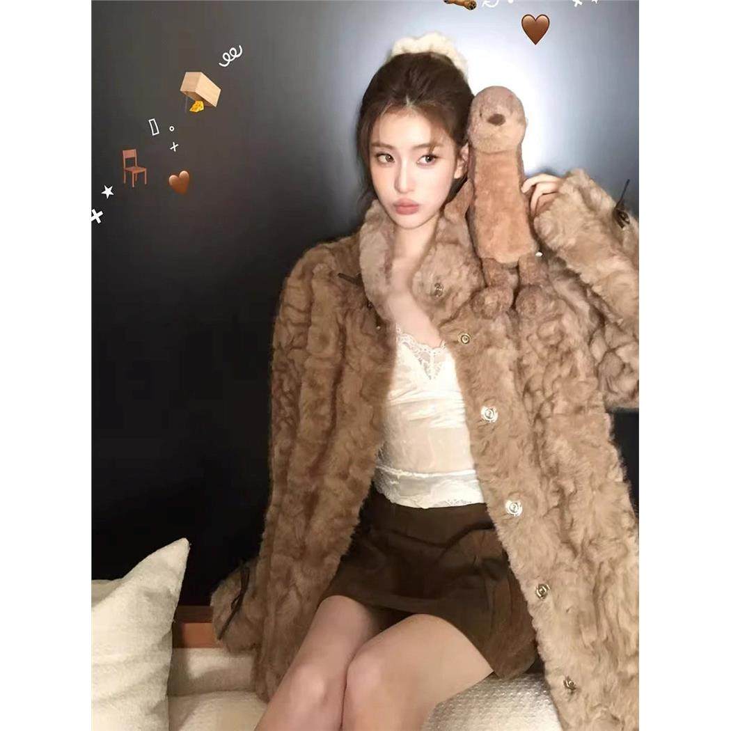 立领染尖羊羔毛皮毛一体女冬2025新款慵懒休闲中长款环保皮草外套,个性定制/设计服务/DIY,棉服工装,淘宝优惠券,粉丝福利购,淘宝优惠卷