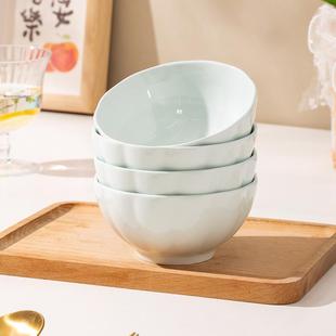 饭碗家用纯色陶瓷吃饭碗小汤碗简约餐具个人专用轻奢碗碟套装 日式