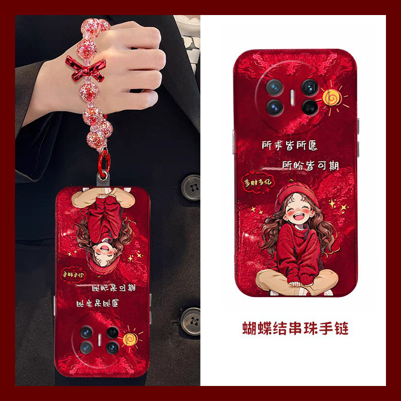 2025可爱女孩适用华为matex5手机壳matex3典藏版折叠新年matexs2挂链p50pocket过年2折叠屏红色卡通硬壳喜庆