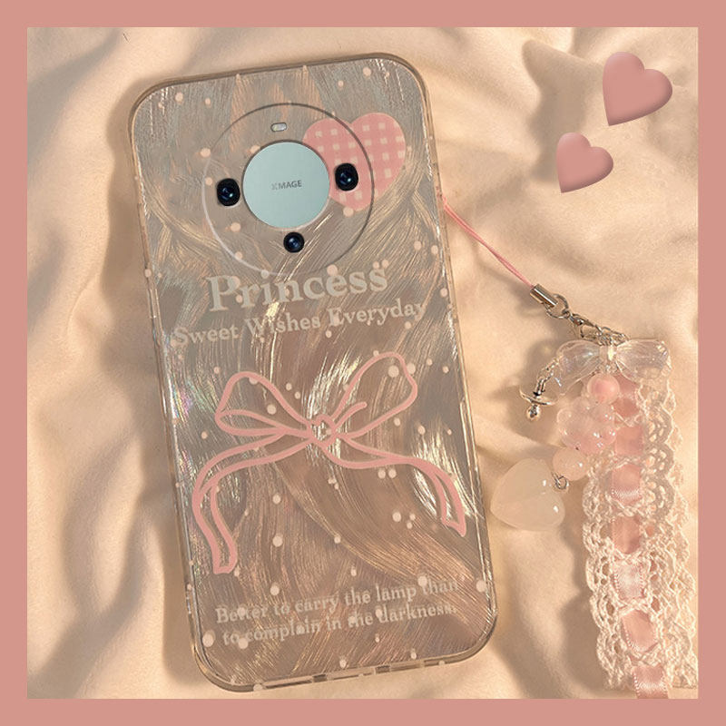 小众高级感银色羽纱粉色蝴蝶手机壳