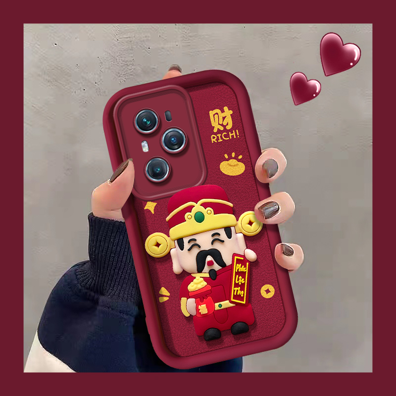 2024年新年龙年红色立体财神爷手机壳