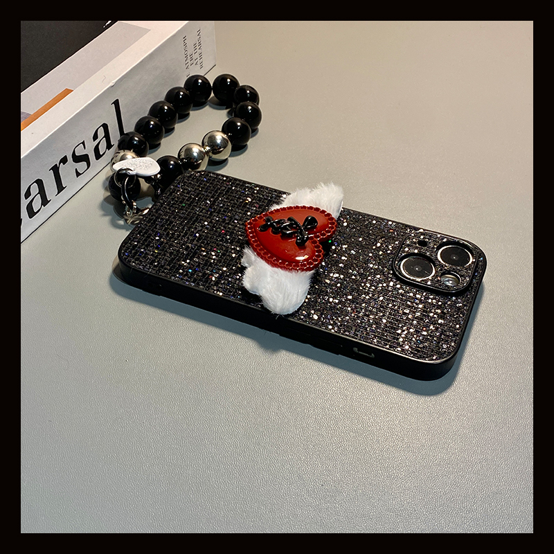 ins风爱心天使适用小米红米note15pro+手机壳noto14亮片13por绒布12turbo挂链11t闪片10秋冬9立体5g十redmi软