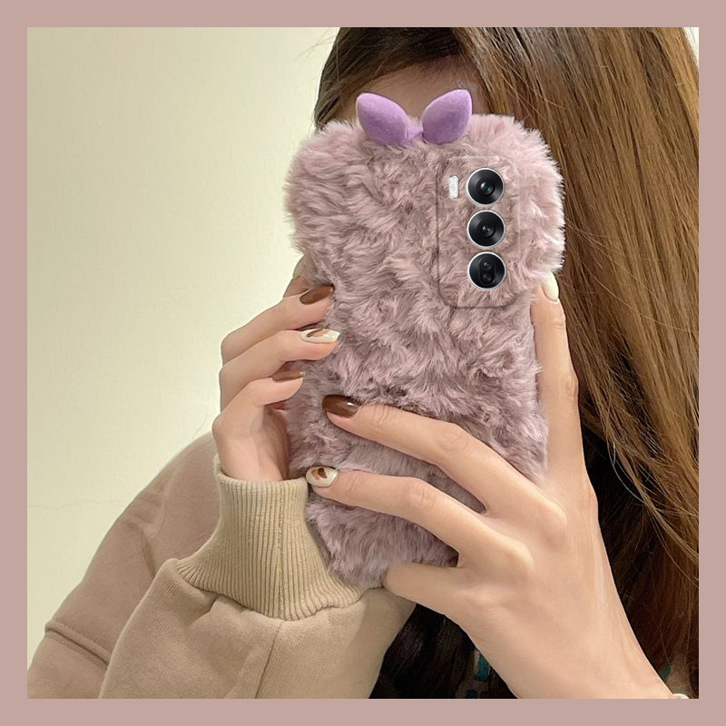 紫色蝴蝶结适用opporeno13手机壳reon12pro立体11十10简约10por+日韩9小众8毛绒绒7se秋冬季6新款5k硅胶0ppo