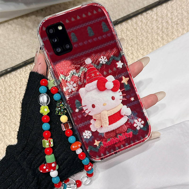 圣诞雪花kt猫适用三星a90手机壳a80红色a70s新年a50手链a30凯蒂猫a20本命年a10卡通a52软a8s/galaxy/a53/f52