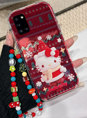 圣诞雪花kt猫适用三星a90手机壳a80红色a70s新年a50手链a30凯蒂猫a20本命年a10卡通a52软a8s/galaxy/a53/f52