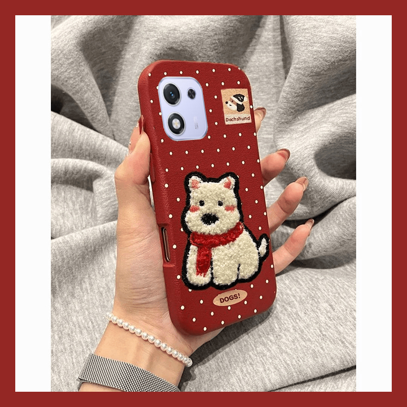 波点刺绣西高地适用华为荣耀magic8pro手机壳mgaic7小狗x70i卡通x60por皮纹x50gt仿皮x40畅玩60plus/play9t软