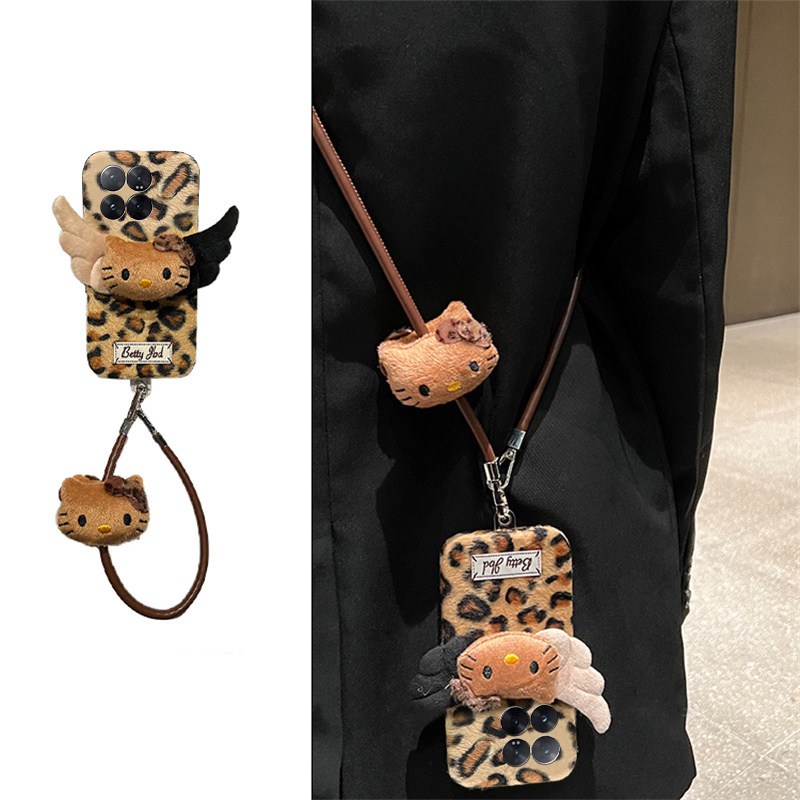 豹纹天使凯蒂猫适用小米15spro手机壳14ultra斜挎13可背带12spor秋冬季12x软11青春版10/mix4/8se/civi5/4/3