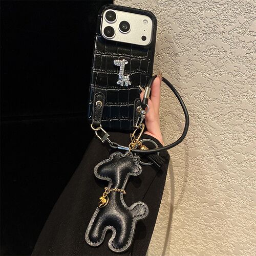 手机壳仿皮皮纹黑色格子鳄鱼纹立