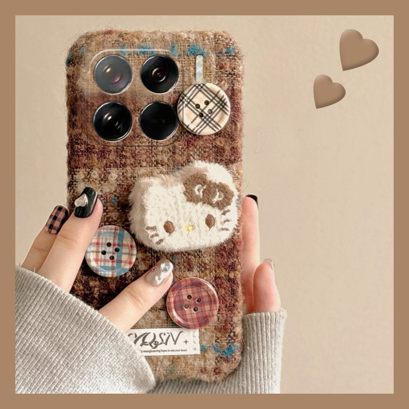 美拉德kt猫适用小米红米note14手机壳k70e纽扣14立体civi4秋冬note13pro+毛绒13sultra卡通11硅胶12spro十12x