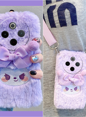 紫色库洛米适用vivoy300i手机壳iqooneo9spro立体neo9蝴蝶结z8x卡通12毛绒y200pro秋冬200i毛毛200gt硅胶100t