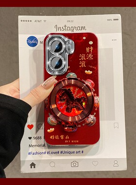 财神爷小马旋转支架适用vivoiqoo15pro手机壳iqooneo11立体iq13红色11s新年neo10马年9/8se/7爱酷6/5s/3/iq00
