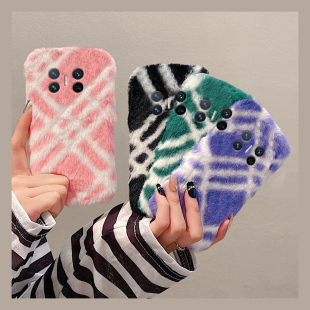 ins风撞色菱格适用华为magicv3手机壳magicvs2拼色p50条纹pockets秋冬季 matexs2简约x5折叠屏x3毛绒pocket2硬