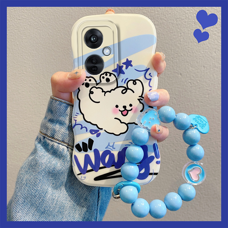 手机壳涂鸦狗狗可爱卡通少女心波浪边