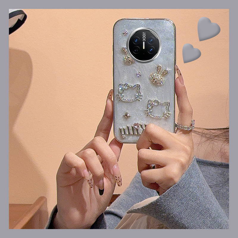 高级感kt猫适用华为荣耀magic7pro手机壳mgaic6电镀play7t可爱6c日韩5tpor滴胶4气质3小众honor硅胶水钻立体p