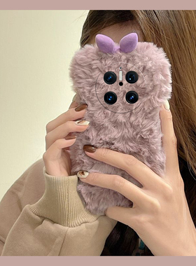 紫色蝴蝶结适用华为mate70pro+手机壳pura70ultra立体mete70rs简约60日韩50e小众40硅胶30por毛绒绒十秋冬季p