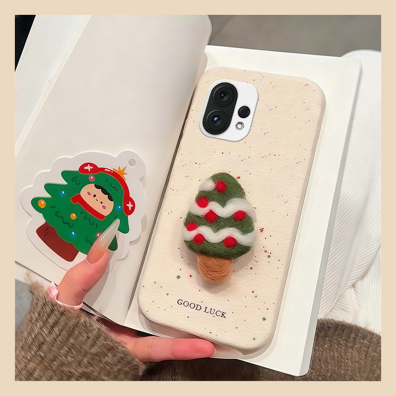 ins风毛绒圣诞树适用vivos30promini手机壳s20立体s19支架s18e秋冬s17皮纹s16仿皮s15硅胶s12/s10por/s9e/s7t