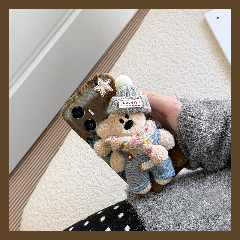 小熊公仔适用华为荣耀300手机壳magic7pro少女x60i立体x50i秋冬200毛绒100可爱mgaic6十5硅胶nova12女70por+