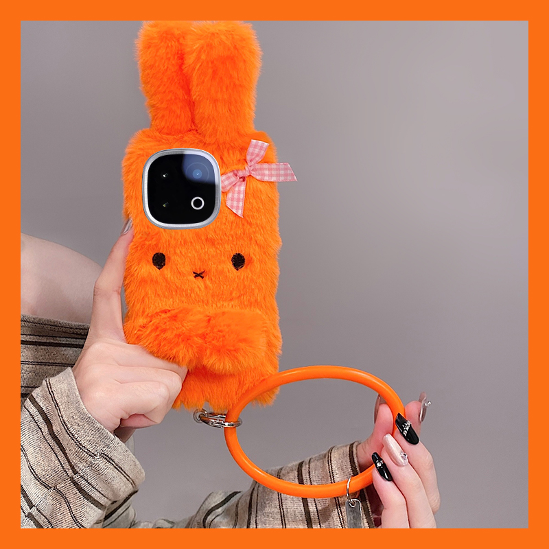 橙色米菲兔兔子适用vivoiqooz10x手机壳iqooz9turbo手环z8x斜挎z7i秋冬季z6x毛绒z可背u5x爱酷u3x软iq00/vivo