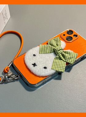 格子蝴蝶结米菲兔适用opporeno15手机壳reon14pro立体13毛绒12挂绳11橙色10por+卡通9牛仔纹8软7se/5k十0ppo