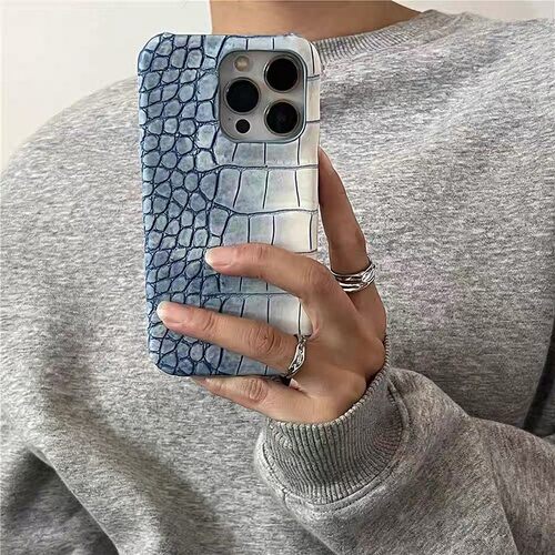 手机壳仿皮皮纹简约拼色水墨晕染